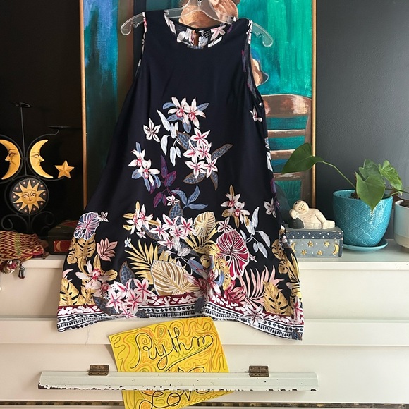 SHEIN Dark Blue Floral Mini Beach Dress Large - Picture 14 of 15